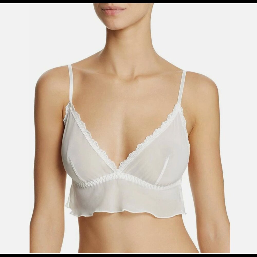 Hanky Panky Ruffle Chiffon Bralette Off White (S), Lace brief off white